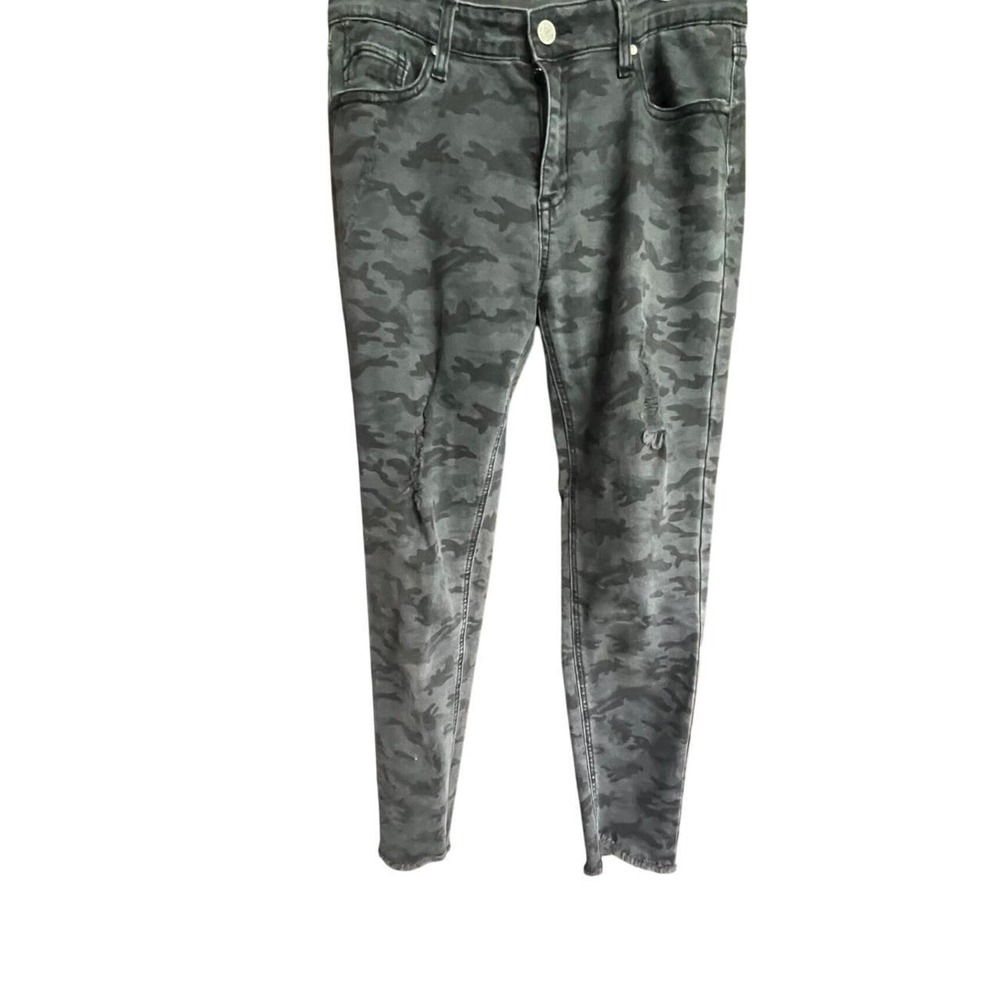 Wishlist Jeans Womens Gray Camo Distressed Skinny Jeans Size L WL17-0491